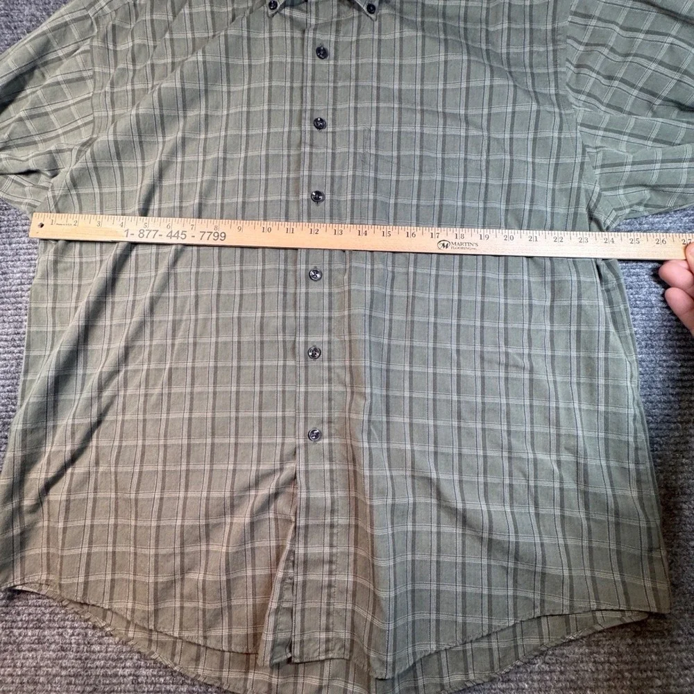 Van Heusen Mens Wrinkle Free Plaid Button Down Shirt XL Olive Long Sleeve Casual